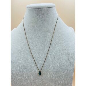 Gold Tone Emerald Green Baguette‎ Crystal Pendant Necklace Adjustable